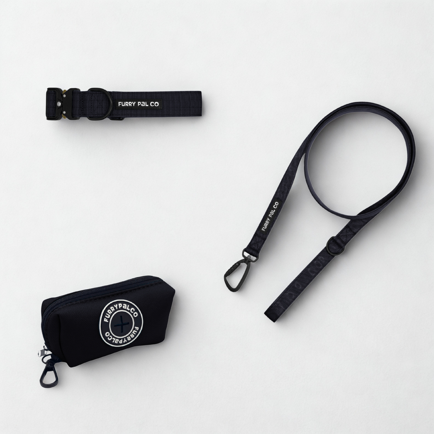 Heavy Duty Collar Set - Collar, Leash & Poop Bag Holder