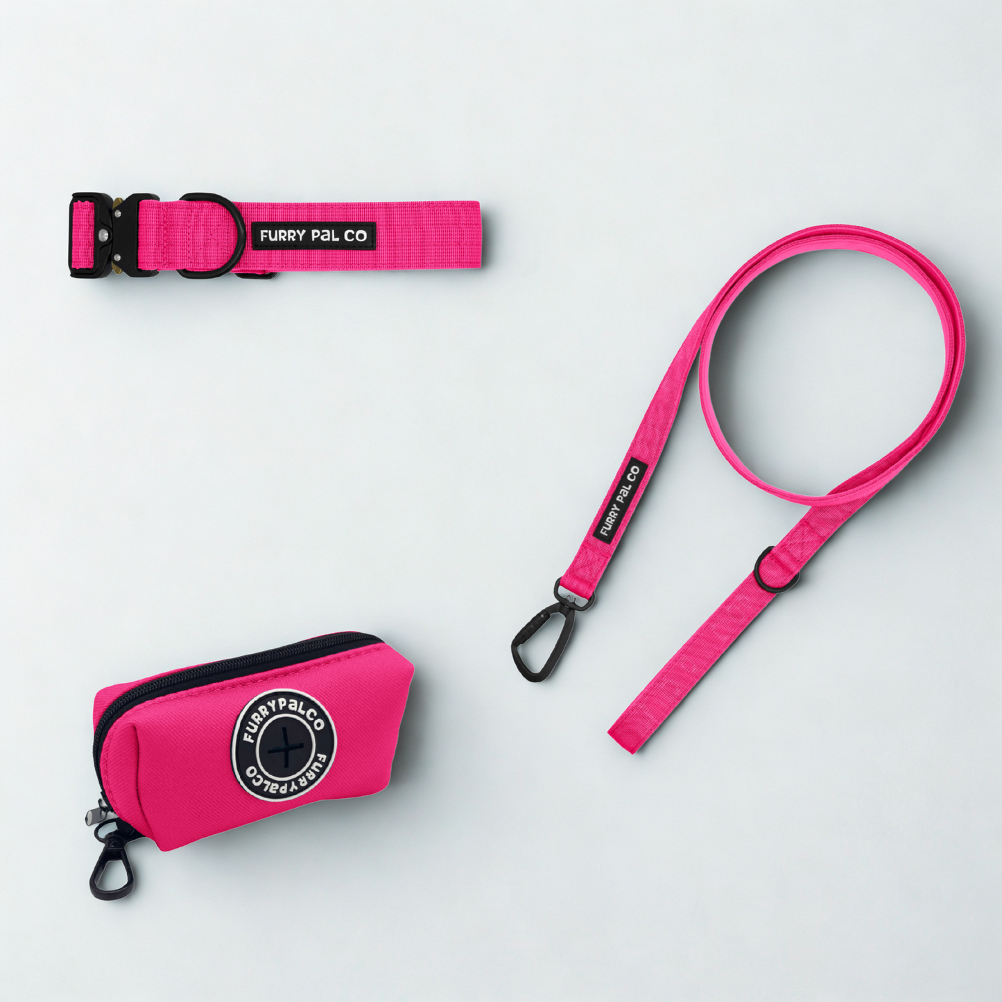 Heavy Duty Collar Set - Collar, Leash & Poop Bag Holder