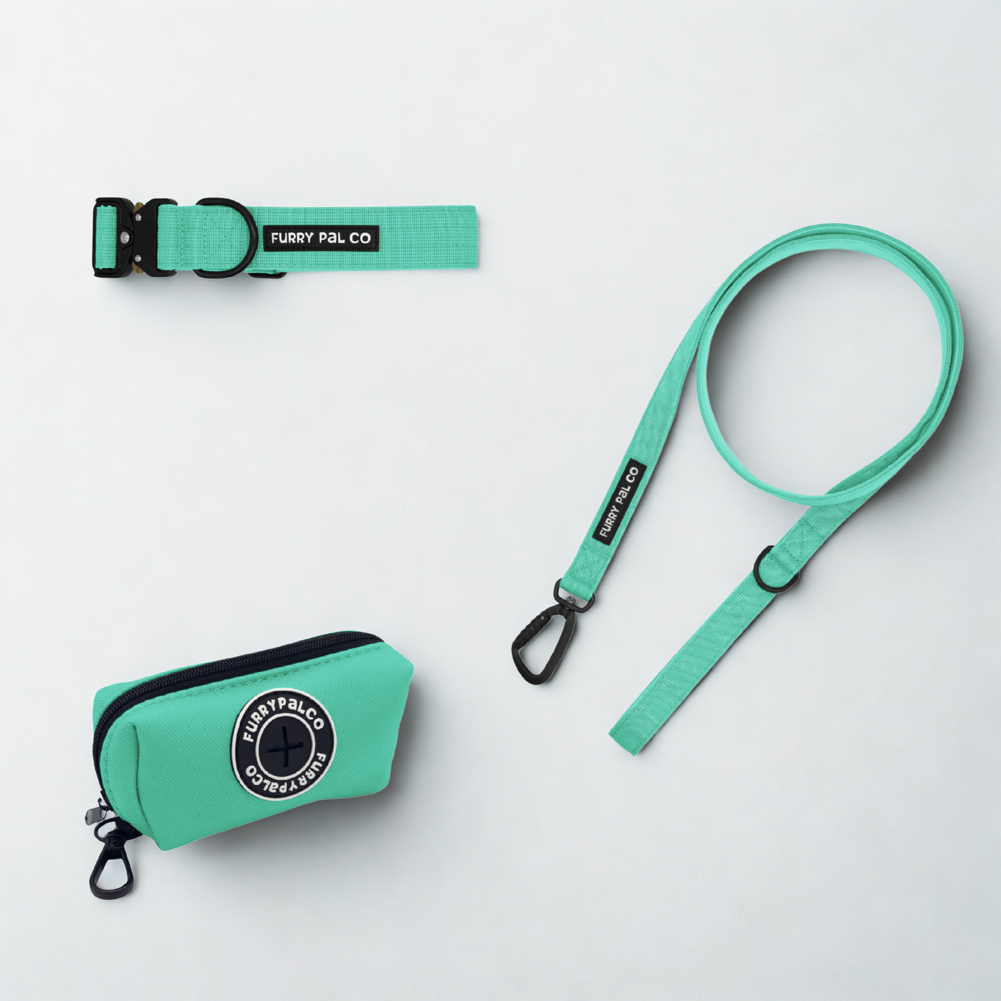 Heavy Duty Collar Set - Collar, Leash & Poop Bag Holder