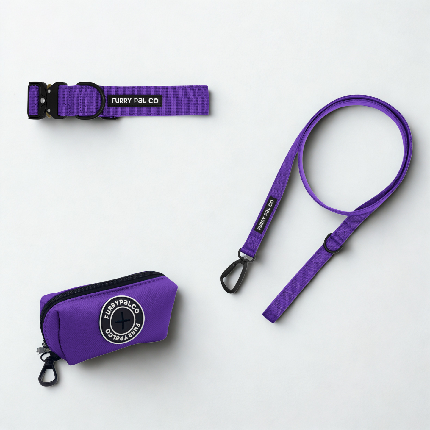 Heavy Duty Collar Set - Collar, Leash & Poop Bag Holder
