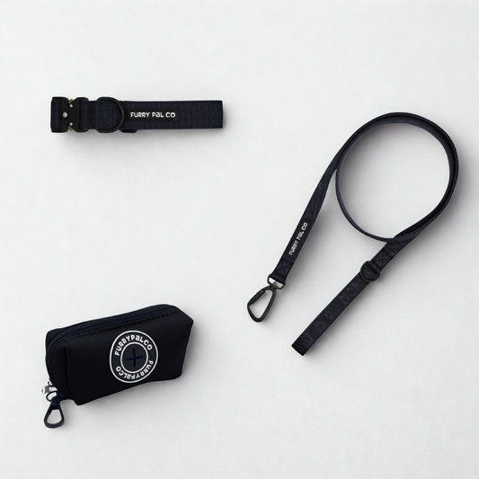 Heavy Duty Collar Set - Collar, Leash & Poop Bag Holder